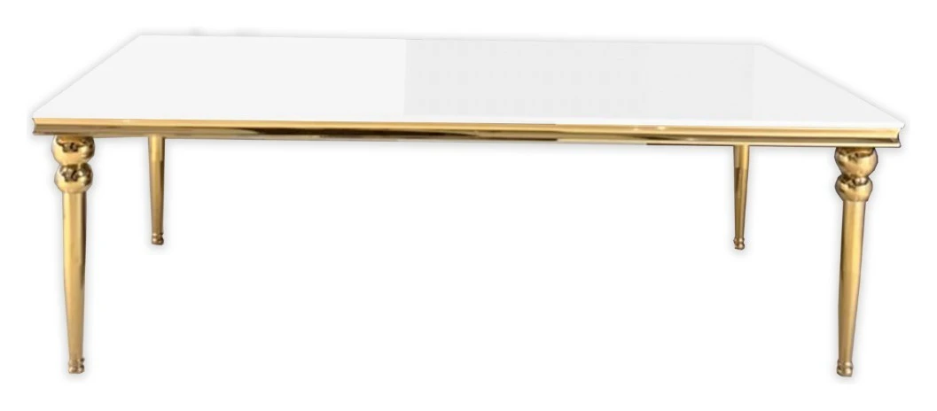 Прямоугольный стол Ректангл Золото-240, белый глянцевый МДФ