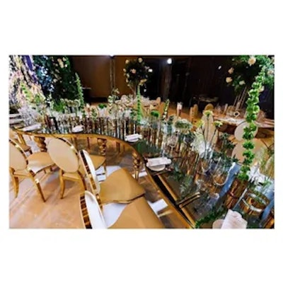 Стол-змейка-90, золотой, столешница темное зеркало, 1 модуль - изображение 4