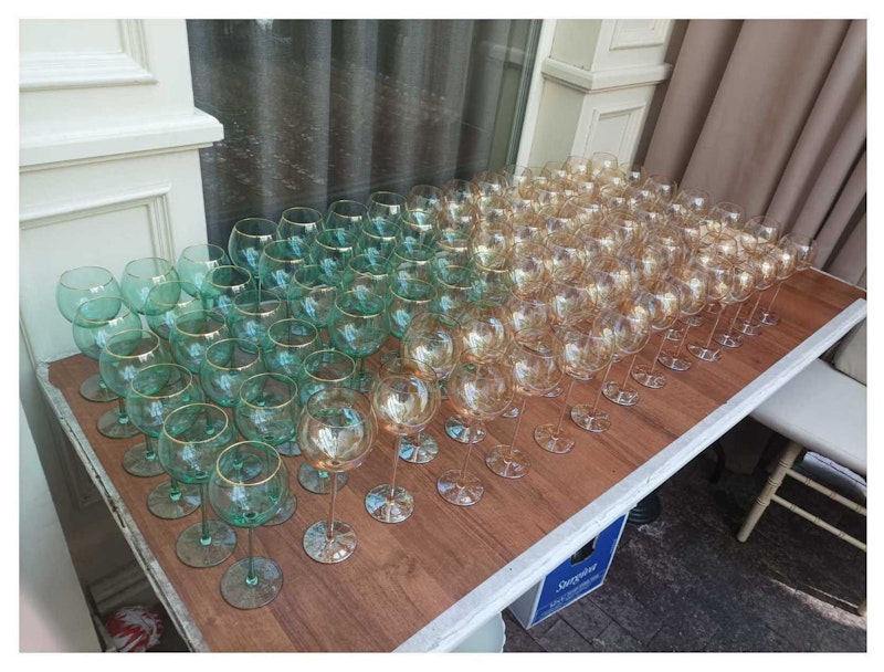 Бокал Сирен С эвкалиптовый с золотой каймой