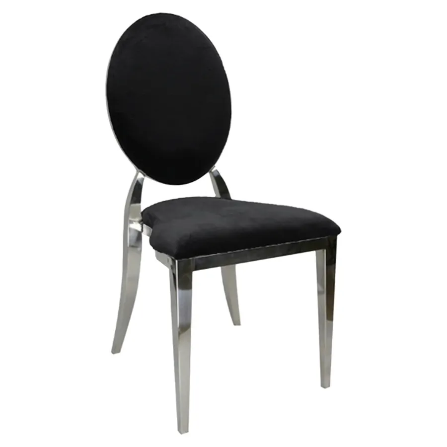 Стул Вашингтон Серебро, велюр черный - Фото миниатюра 1