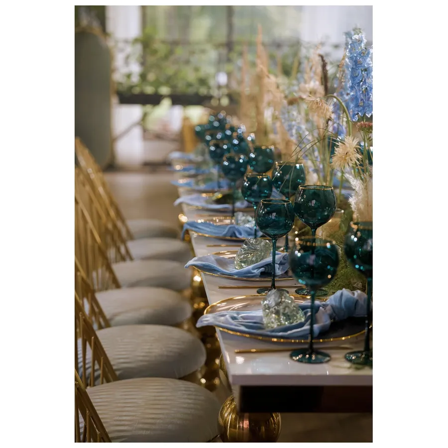 Сет бокалов Сирен синих с золотой каймой - Фото миниатюра 4