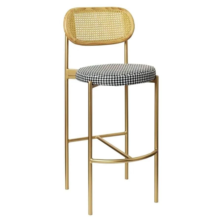 Стул барный Модерн Комфи, Натуральный ротанг+Гусиная лапка(любой цвет каркаса) - Фото миниатюра 1