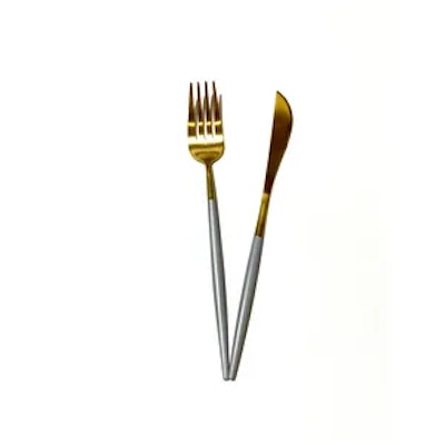 Столовые приборы Гоа, серо-золотые, сет 4 предмета - изображение 2