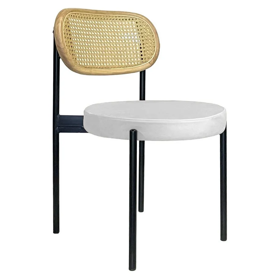 Стул Модерн Черный, Натуральный ротанг + Млечный путь - Фото миниатюра 1