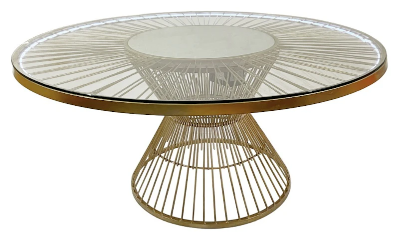 Стол Де Марко со стеклянной столешницей и разноцветной подсветкой (неон)