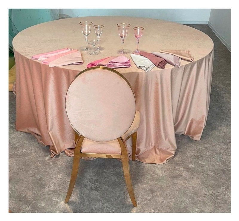Скатерть велюр, круглая, персиковая