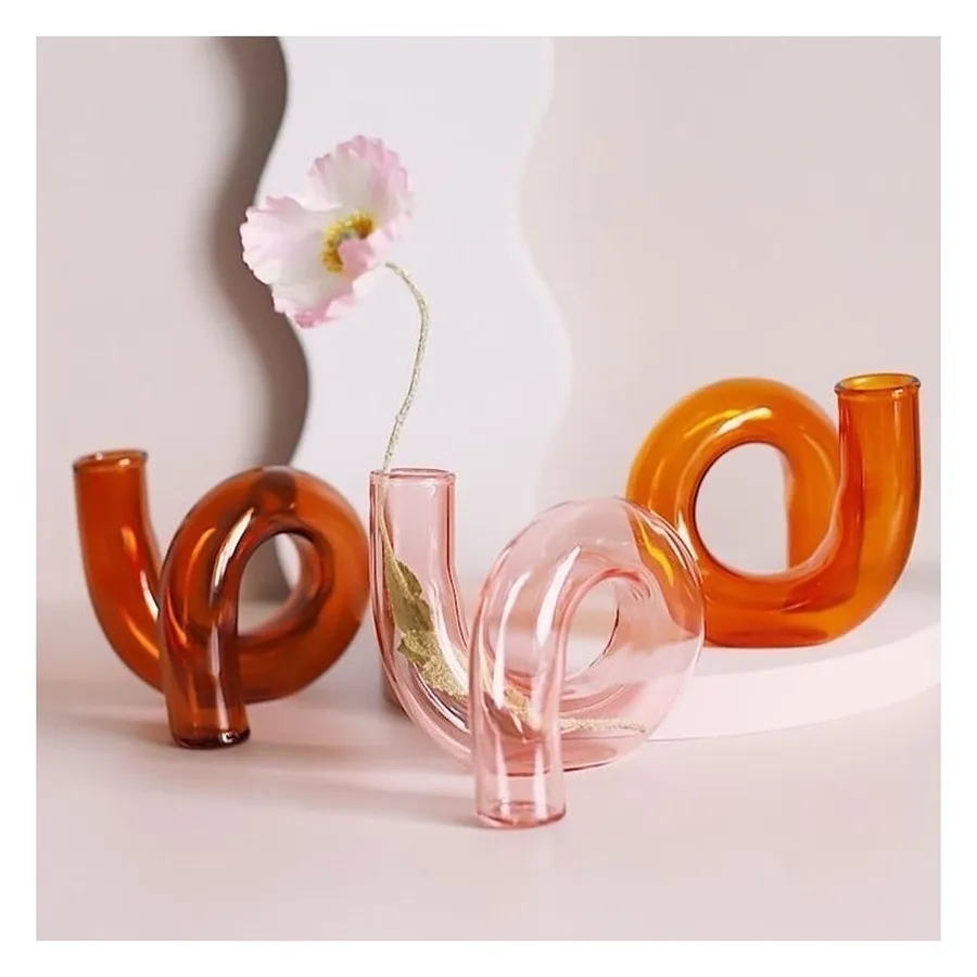 Стеклянная вазочка Пайпер розовая - Фото миниатюра 2