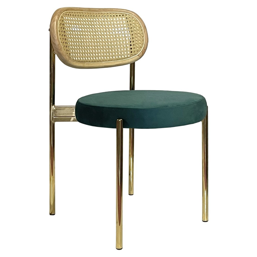 Стул Модерн Золото, Натуральный ротанг + Изумрудный - Фото миниатюра 1