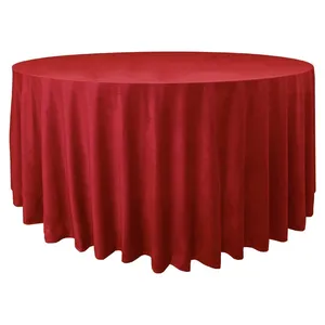 Скатерть велюр, круглая, красная