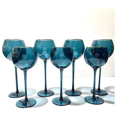 Бокал Сирен Л синий с золотой каймой - изображение 2