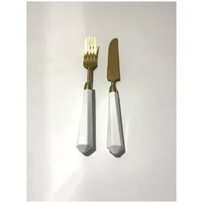 Столовые приборы Призм бело-золотые, сет 4 предмета - изображение 2