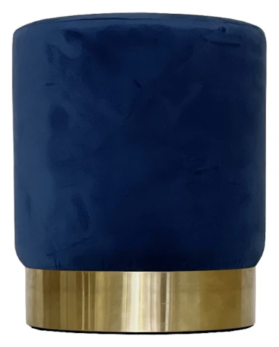 Пуф Цилиндр Золотой обод, сапфировый велюр