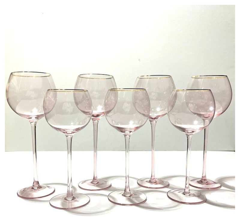 Бокал Сирен С пудрово-розовый с золотой каймой