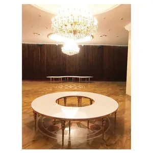 Стол-змейка-90, золотой, столешница белый МДФ, 1 модуль - Фото 3