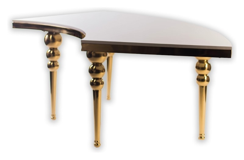 Стол-змейка-90, золотой, столешница белый МДФ, 1 модуль