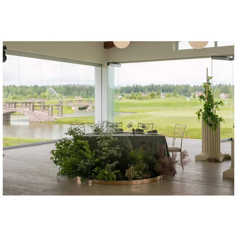 Скатерть велюр, ПОЛУКРУГЛАЯ, эвкалипт - Фото миниатюра 4