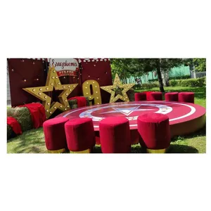 Пуф Цилиндр Золотой обод, бордовый велюр - Фото 3