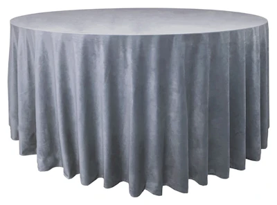 Скатерть велюр, круглая, серо-голубая