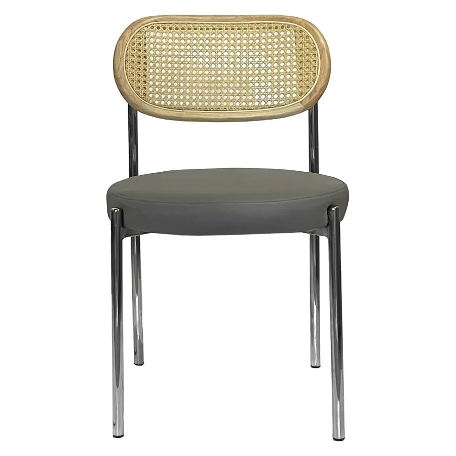 Стул Модерн Серебро, Натуральный ротанг + База серый (ЭКО-КОЖА) - Фото миниатюра 2