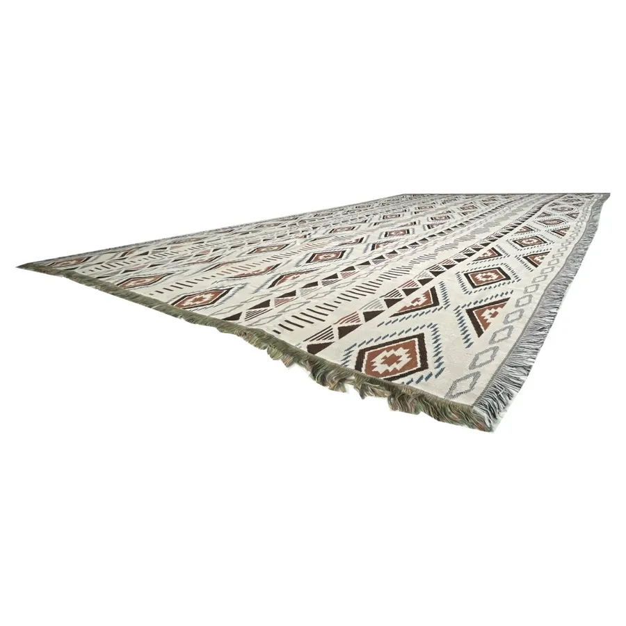 Покрывало декоративное Бохо Терракотово-Серый - Фото миниатюра 2