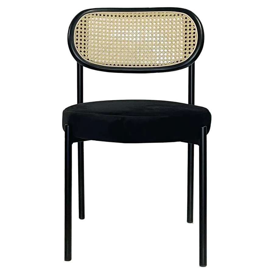 Стул Модерн Черный, Ротанг в черной раме + Черная ночь - Фото миниатюра 2