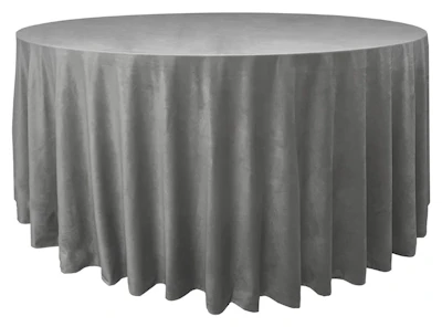 Скатерть велюр, круглая, серая