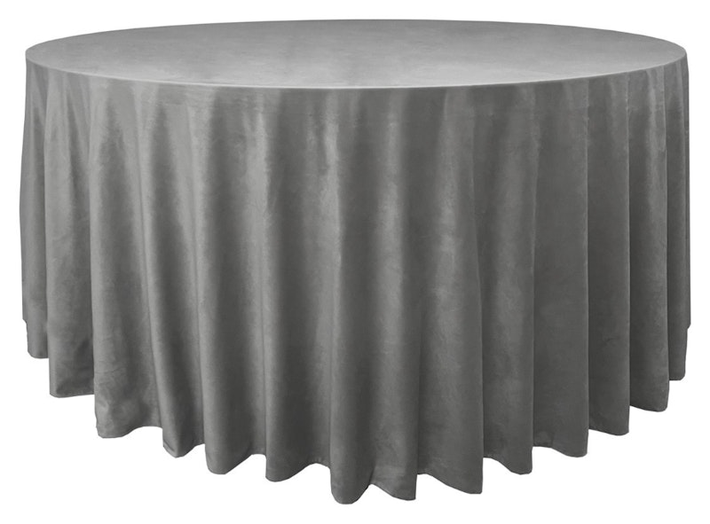 Скатерть велюр, круглая, серая