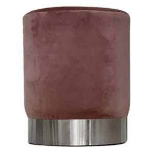 Пуф Цилиндр Серебряный обод, пыльно-розовый велюр