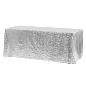 Скатерть с пайетками, прямоугольная, серебряная - Фото 3