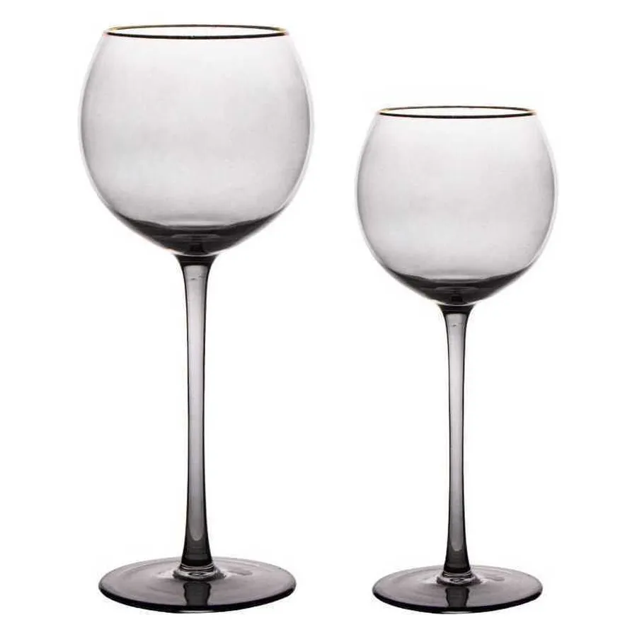 Сет бокалов Сирен дымчатых с золотой каймой - Фото миниатюра 1