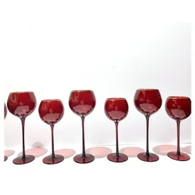 Сет бокалов Сирен рубиновых с золотой каймой - изображение 3
