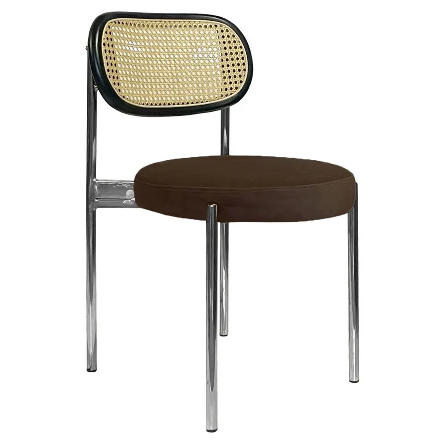 Стул Модерн Серебро, Ротанг в черной раме + Шоко мокка - Фото миниатюра 1