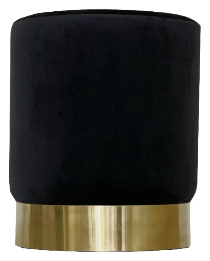 Пуф Цилиндр Золотой обод, черный велюр