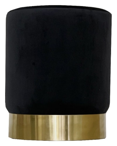 Пуф Цилиндр Золотой обод, черный велюр