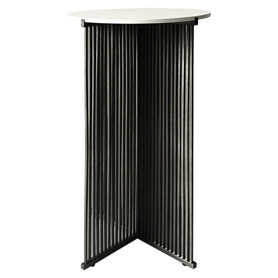 Коктейльный стол Шреддер Черный с круглой столешницей c белой столешницей - Фото миниатюра 1