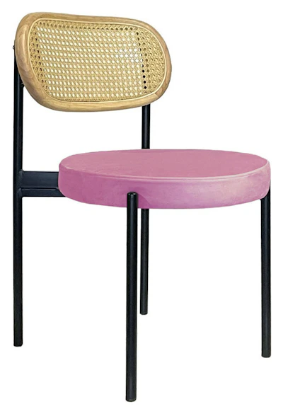 Стул Модерн Черный, Натуральный ротанг + Куколка