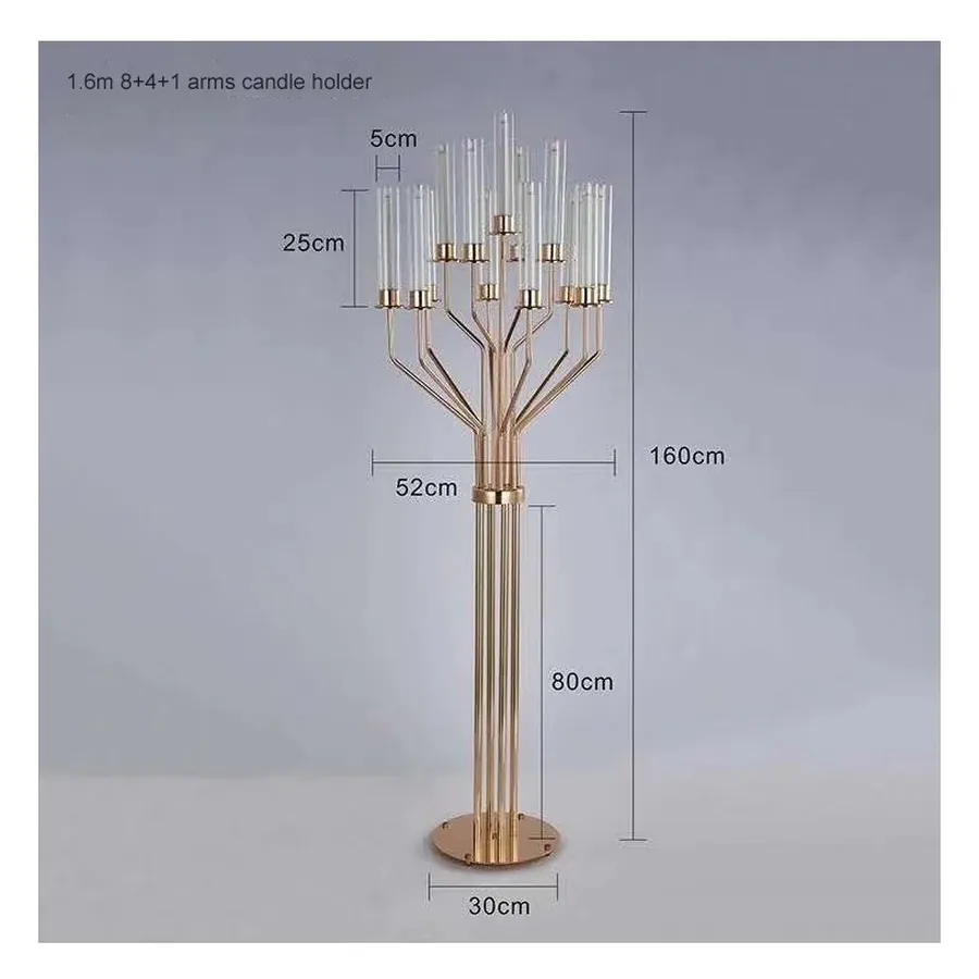 Канделябр золотой со стеклянными колбами Харизма (13 стоек) - Фото миниатюра 2