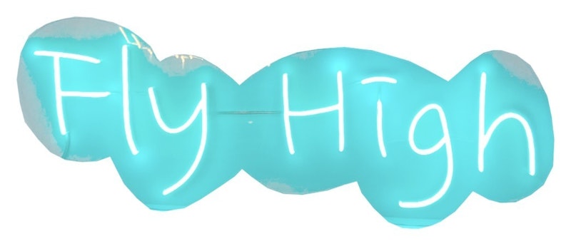Неоновая надпись "Флай Хай"