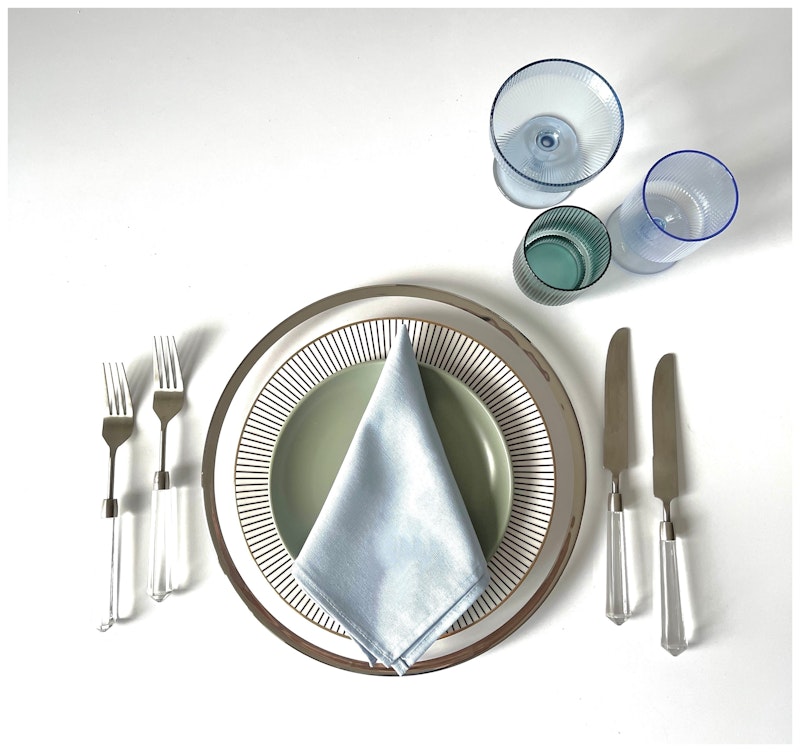 Столовые приборы Призм прозрачно-серебряные, сет 4 предмета