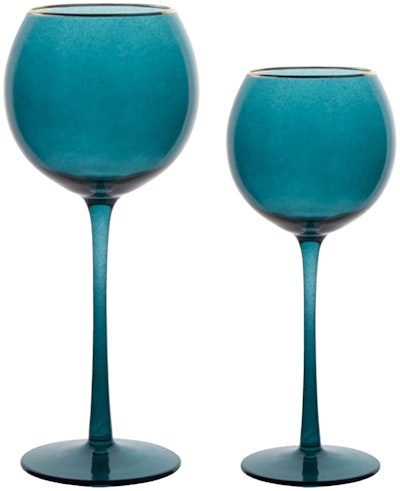 Сет бокалов Сирен синих с золотой каймой