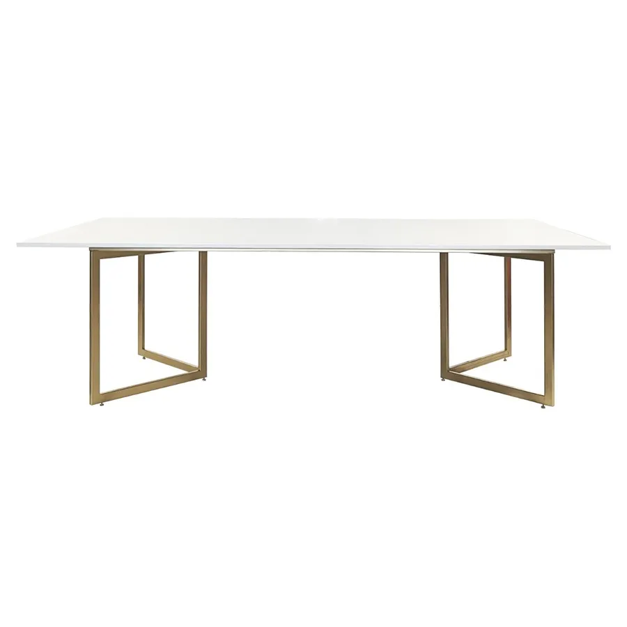 Стол Корнерс прямоугольный, белый + золото - Фото миниатюра 2