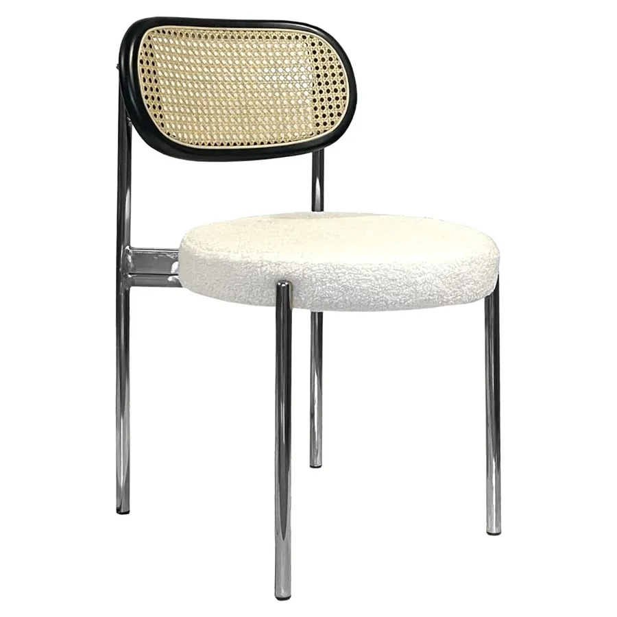 Стул Модерн Серебро, Ротанг в черной раме + Тедди - Фото миниатюра 1