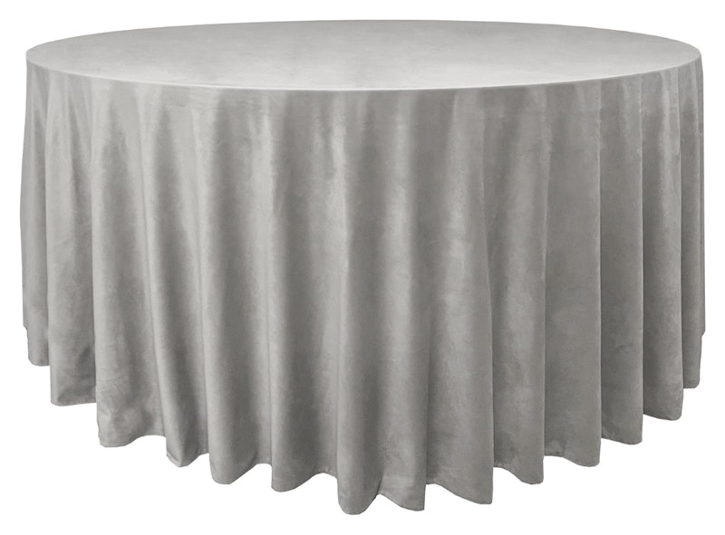 Скатерть велюр, круглая, светло-серая