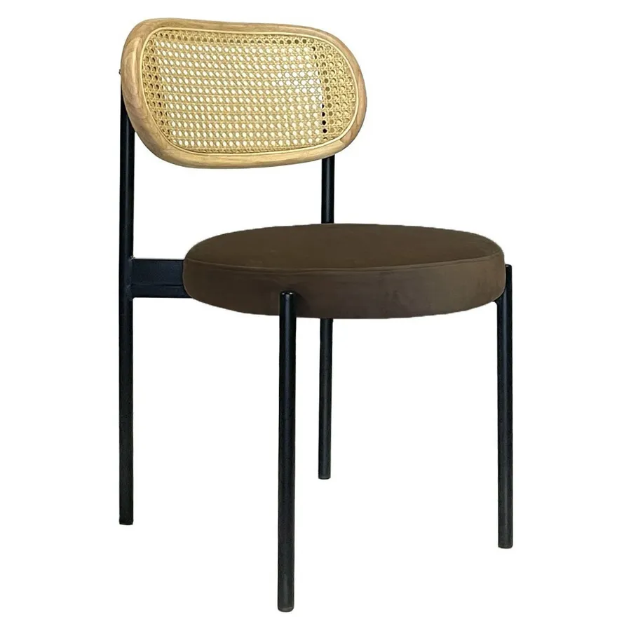 Стул Модерн Черный, Натуральный ротанг + Шоко мокка - Фото миниатюра 1