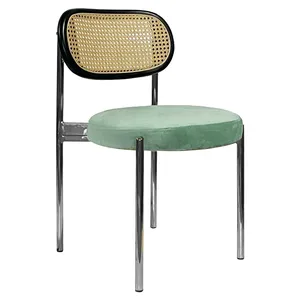 Стул Модерн Серебро, Ротанг в черной раме + Мятный