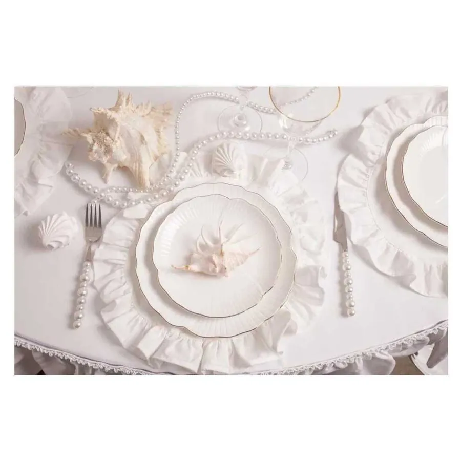 Салфетка из хлопка, с рюшами белая - Фото миниатюра 3