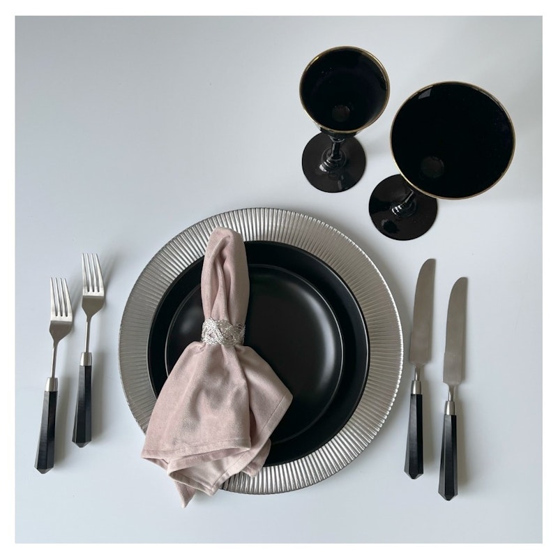 Столовые приборы Призм черно-серебряные, сет 4 предмета