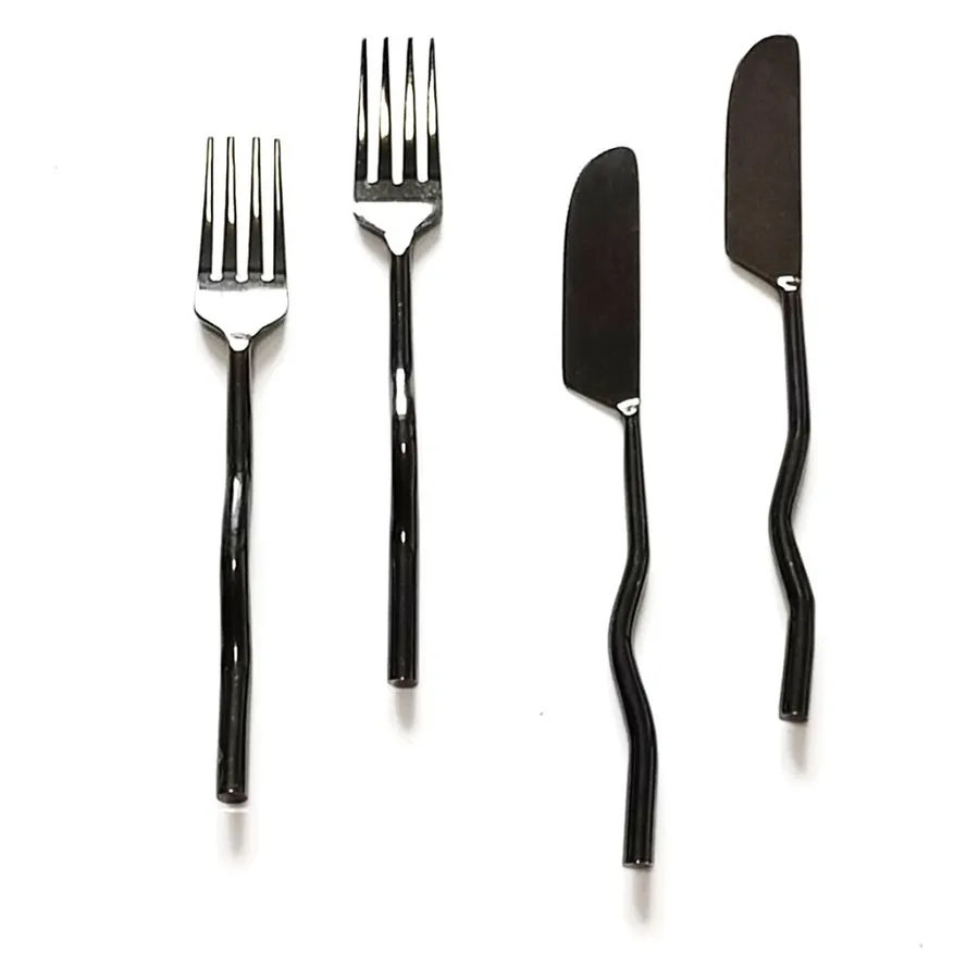 Столовые приборы Сквош Черный, сет 4 предмета - Фото миниатюра 2