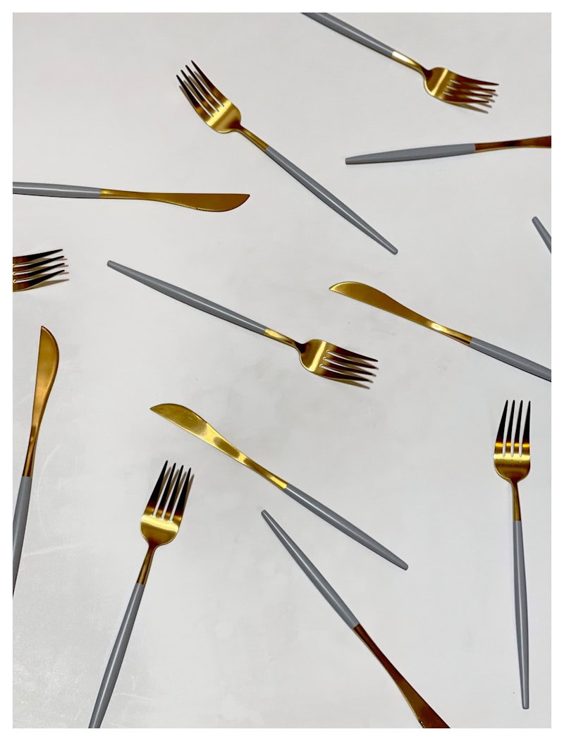 Столовые приборы Гоа, серо-золотые, сет 4 предмета