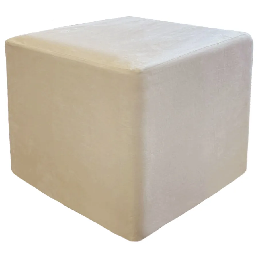 Пуф квадратный Точка, велюр, Кремовый бисквит - Фото миниатюра 1